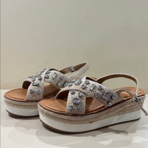 Copper Key Firefly Jute Jeweled Platform Woven Wedge Espadrille Sandals
